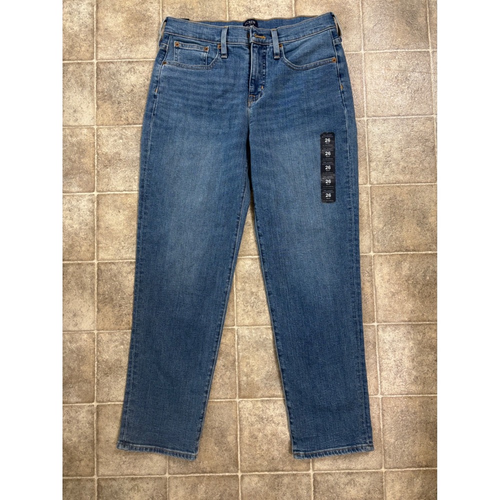 J.Crew Relaxed Boyfriend Jeans Medium Blue High Rise All-Day Stretch Size 26